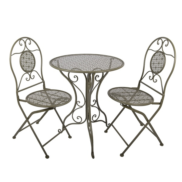 Zahrada a zvířata - Tmavě zelený zahradní set / bistro set stolek a 2 židle ve vintage stylu Zundert – 60x70 / 2x 50x40x93 cm