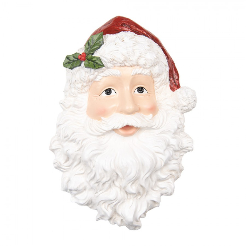 Doplňky a dekorace - Nástěnná vánoční dekorace Santa Claus s háčkem na zavěšení – 32x9x45 cm