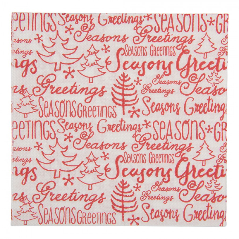 Textil - Vánoční papírové ubrousky červeno-bílé Seasons Greetings – 33x33 cm / 20 ks