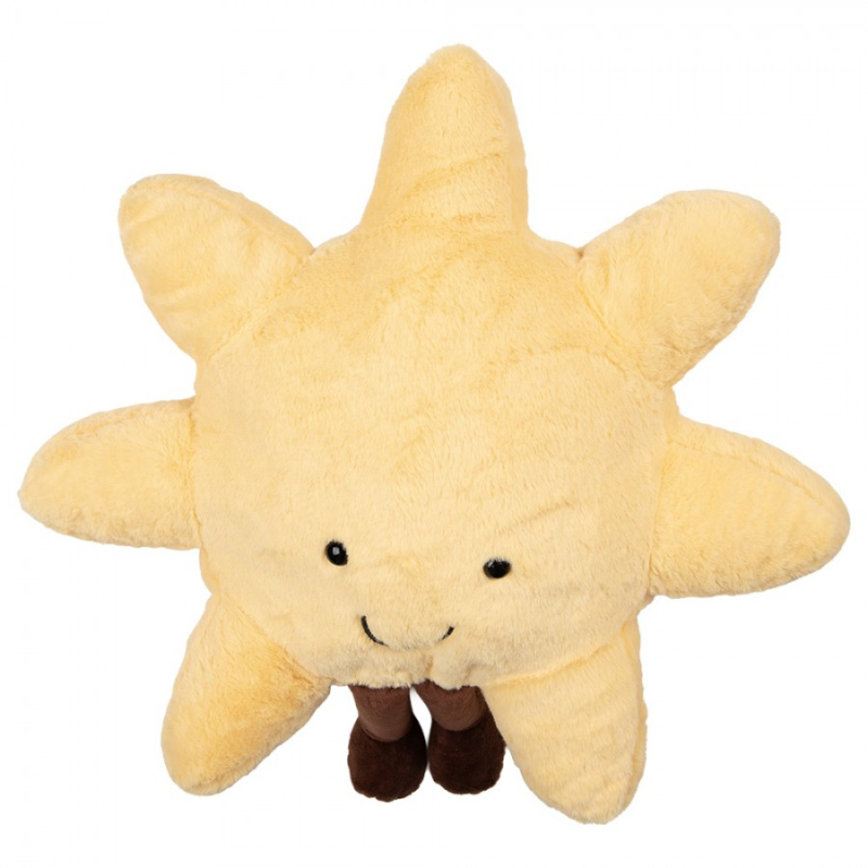 Textil - Žlutý dětský dekorační polštář veselé sluníčko – 44x4 cm