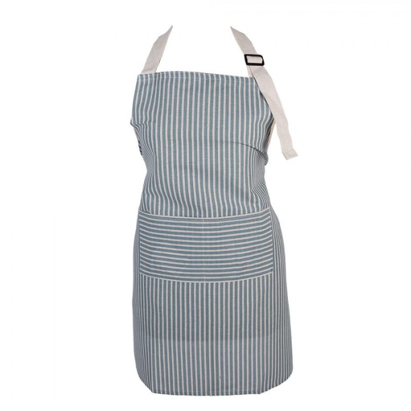 Textil - Modro-šedá kuchyňská zástěra s proužky a kapsou Olla – 69x68 cm