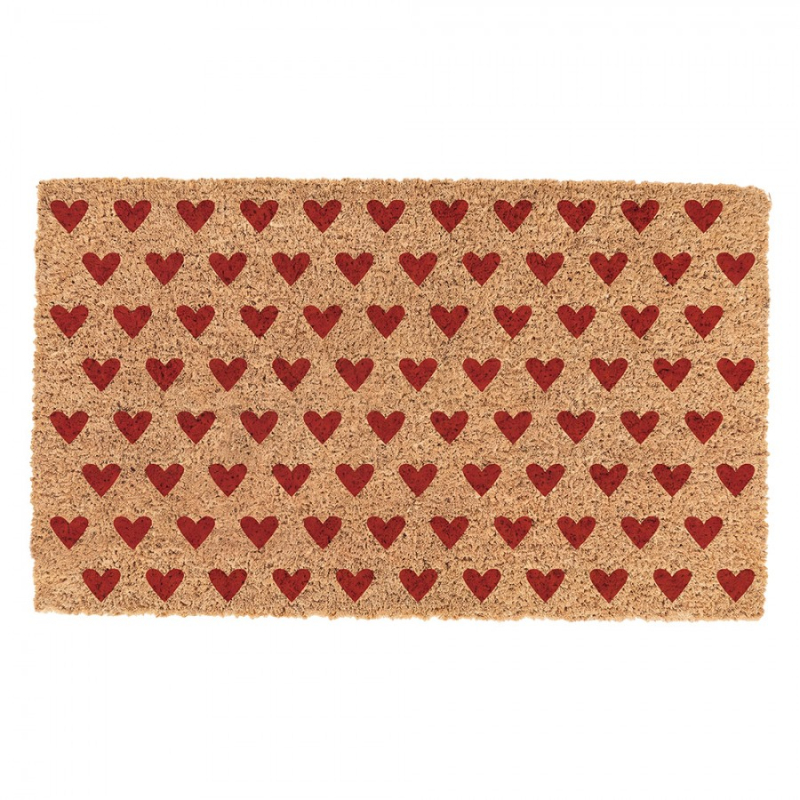 Doplňky a dekorace - Kokosová rohožka s motivem červených srdíček Love It – 75x45x1 cm