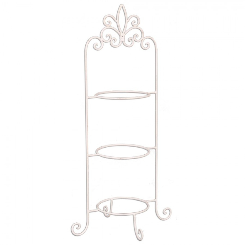 Kuchyně - Bílý kovový etažér / stojan na talíře se 3 patry – 33 / 77 cm 77 Iron