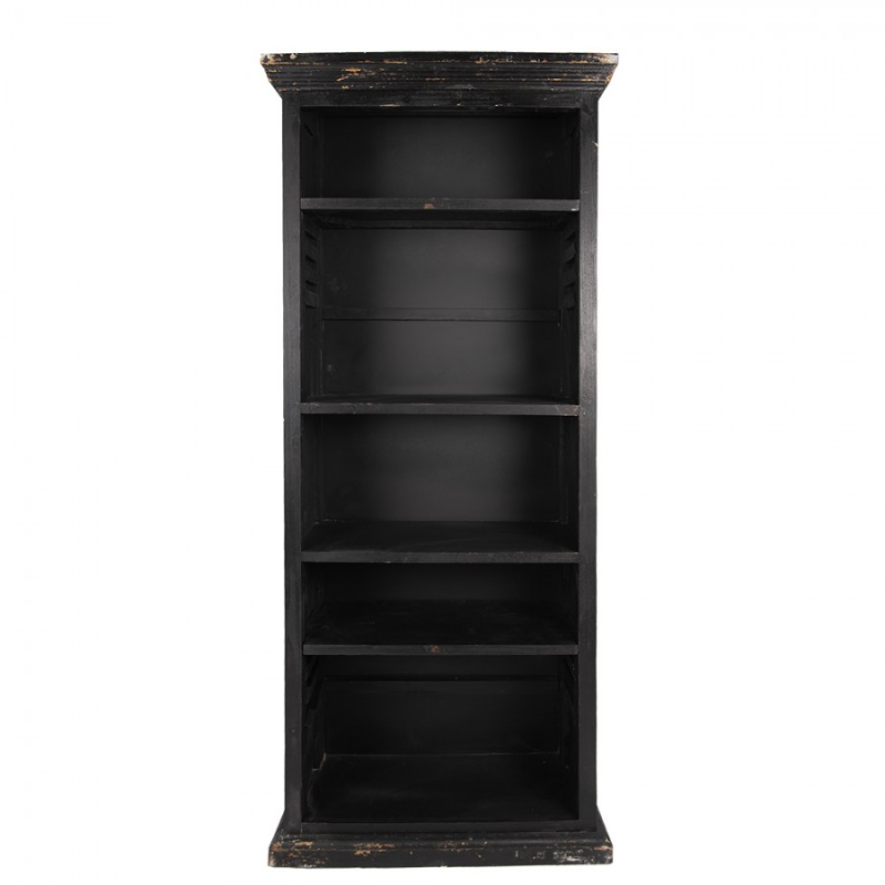 Nábytek - Černá dřevěná knihovna s nastavitelnými policemi – 80x36x195 cm