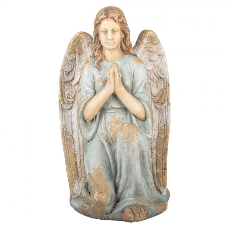 Doplňky a dekorace - Béžová keramická dekorativní figurka anděl – 34x36x55 cm