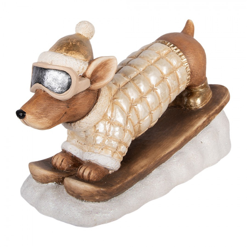 Doplňky a dekorace - Hnědá keramická vánoční dekorace pes – 50x23x29 cm
