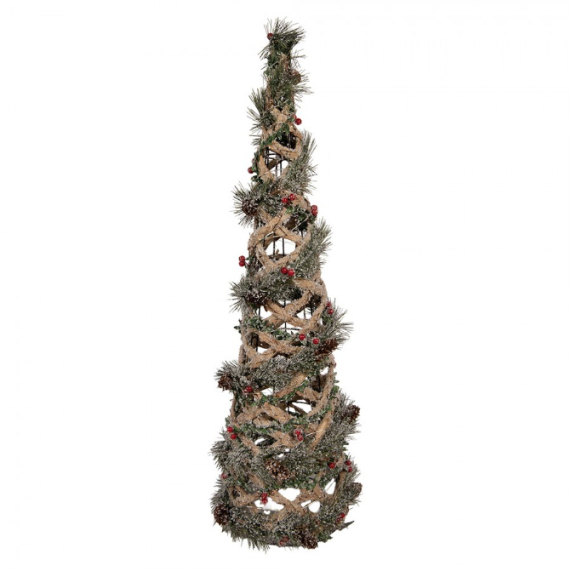 Doplňky a dekorace - Zelený ratanový vánoční stromek s LED světlem – 20x61 cm