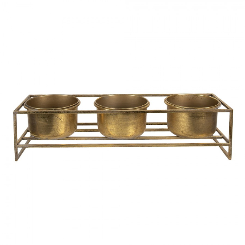 Doplňky a dekorace - Kovový stojan na květiny zlatý – 63x19x16 cm