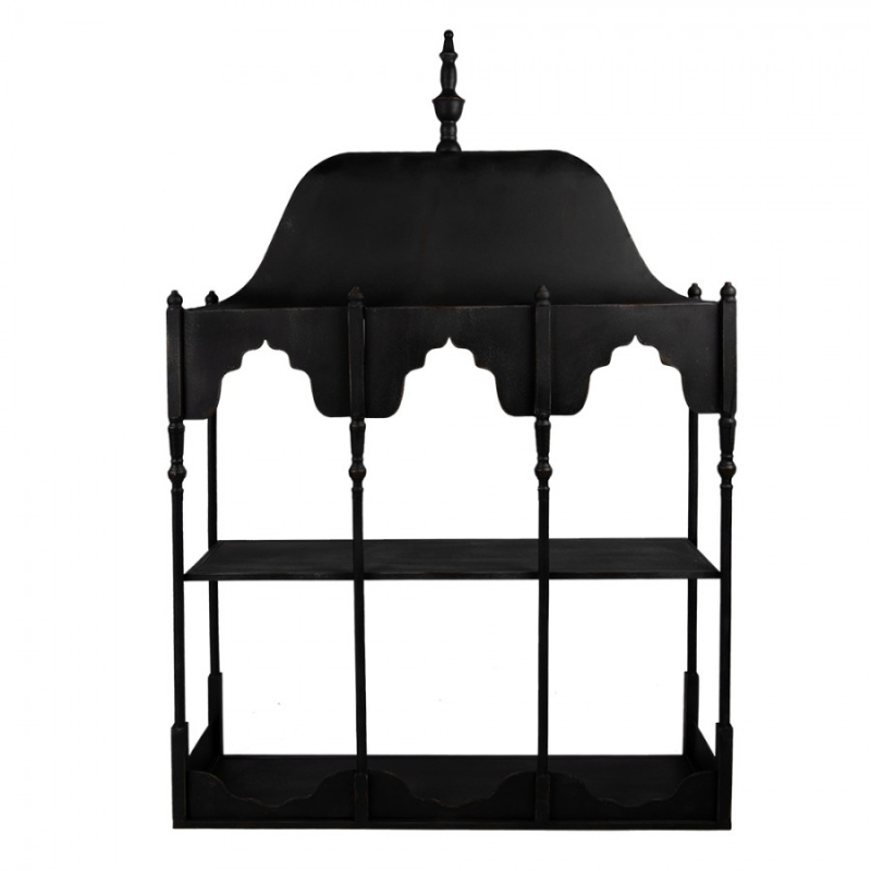 Nábytek - Černý kovový nástěnný regál – 102x25x157 cm
