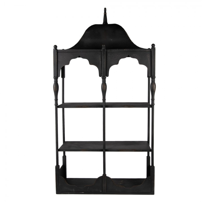 Nábytek - Černý kovový nástěnný regál – 55x19x109 cm