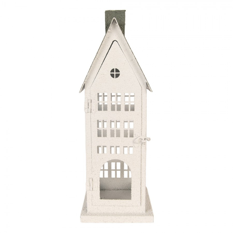 Doplňky a dekorace - Bílá kovová dekorativní figurka domeček – 21x14x58 cm
