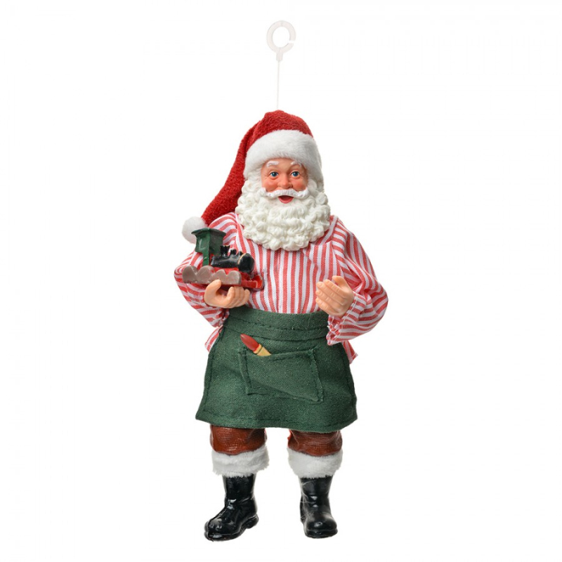 Doplňky a dekorace - Červená textilní vánoční ozdoba Santa Claus – 17 cm