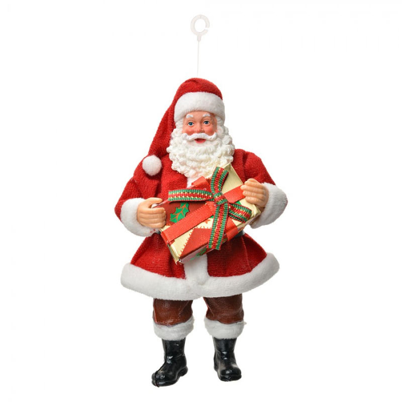 Doplňky a dekorace - Červená textilní vánoční ozdoba Santa Claus – 17 cm_2