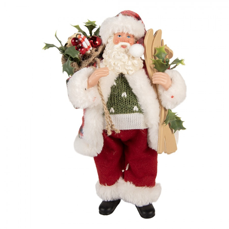 Doplňky a dekorace - Červená plastová vánoční dekorace Santa Claus – 16x13x27 cm
