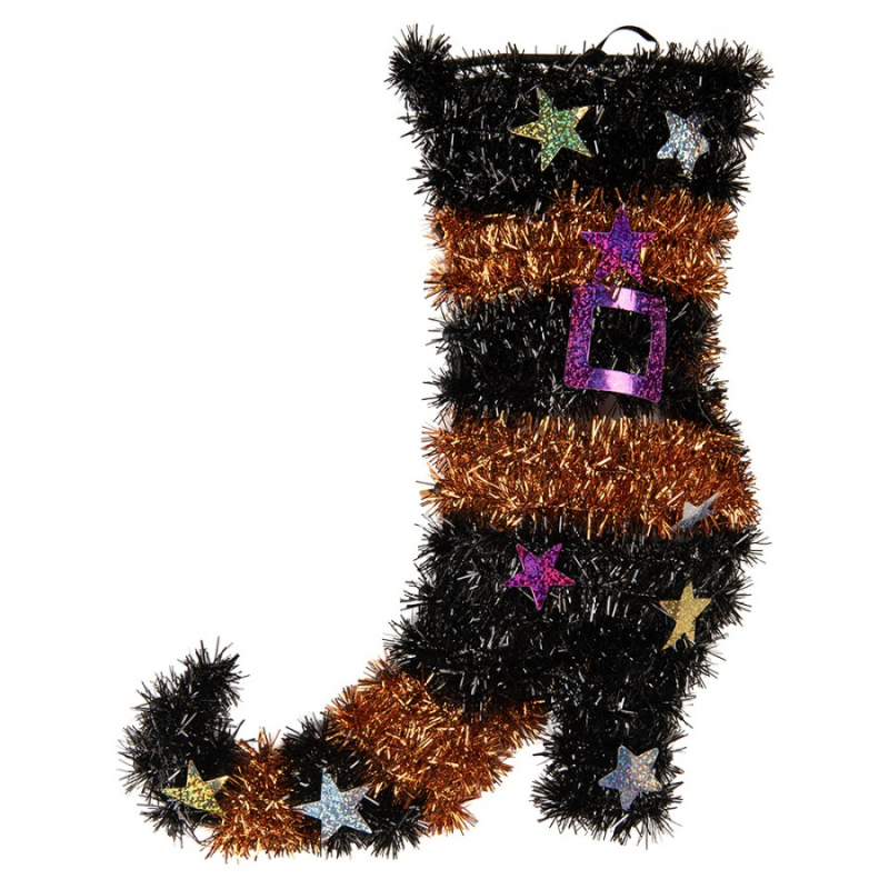 Doplňky a dekorace - Černá plastová vánoční dekorace boty – 28x5x38 cm