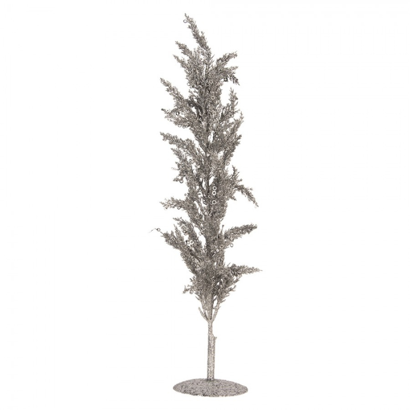 Doplňky a dekorace - Plastový dekorativní stromek stříbrný – 12x12x60 cm