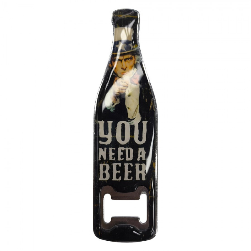 Kuchyně - Černý kovový otvírák na lahve