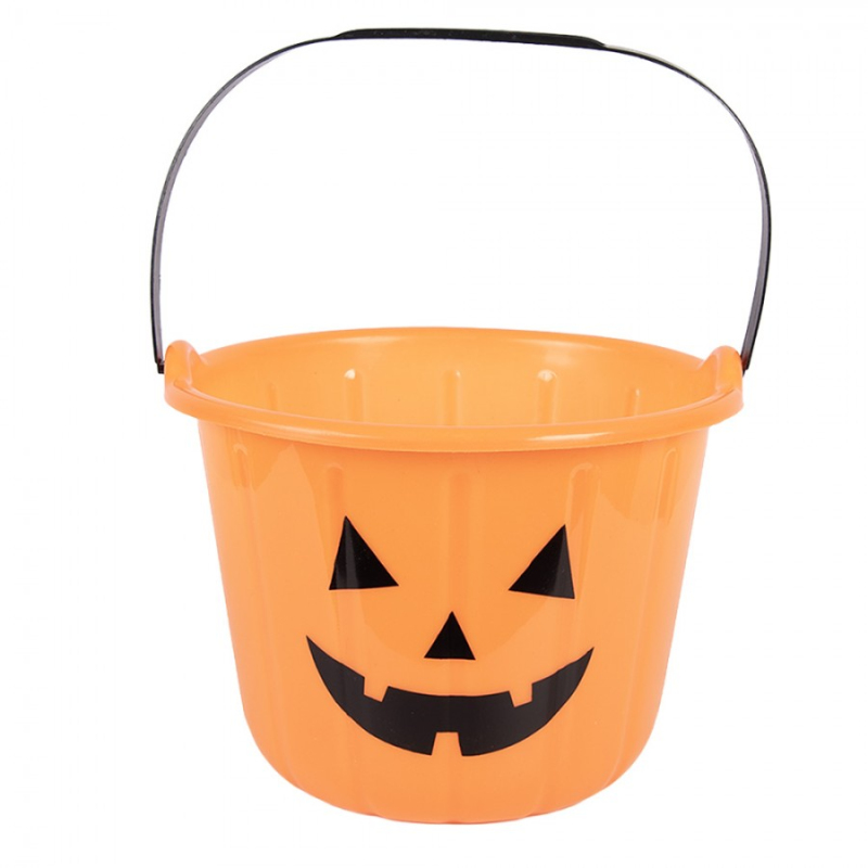 Zahrada a zvířata - Oranžový plastový halloweenský kbelík – 19x14 cm