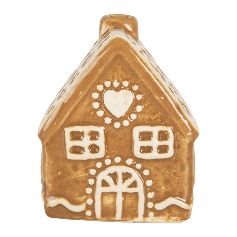 Doplňky a dekorace - Hnědá keramická perníková chaloupka – 6x4x7 cm