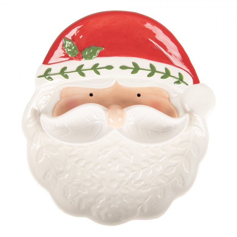 Kuchyně - Bílá keramická dekorativní miska Santa Claus – 29x26x5 cm