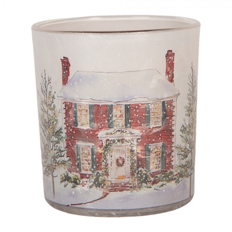 Doplňky a dekorace - Bílý skleněný vánoční svícen na čajovou svíčku – 7x8 cm_1