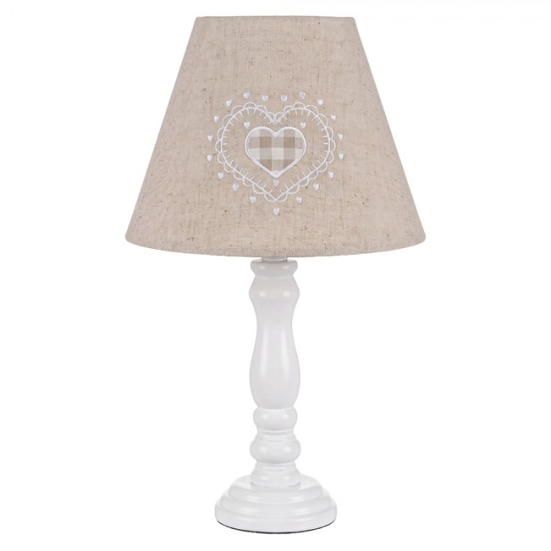 Osvětlení - Bílá dřevěná stolní lampa