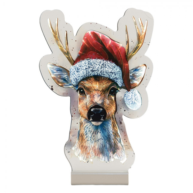 Osvětlení - Hnědá plastová vánoční infinity lampa jelen – 16x5x25 cm