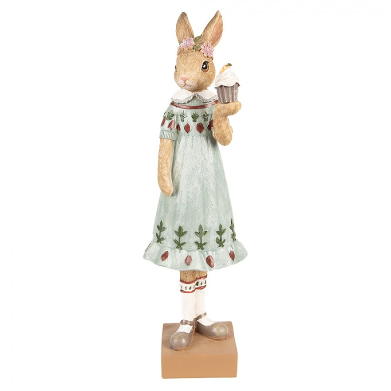Doplňky a dekorace - Hnědo-zelená polyresinová figurka králík – 28 cm