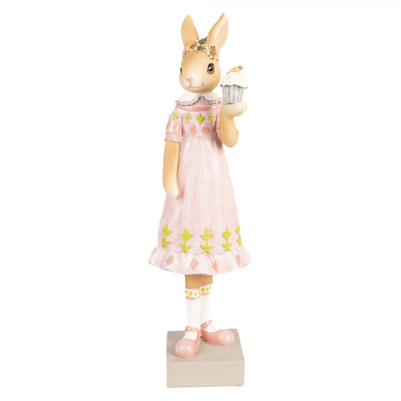 Doplňky a dekorace - Hnědo-růžová polyresinová figurka králík – 28 cm