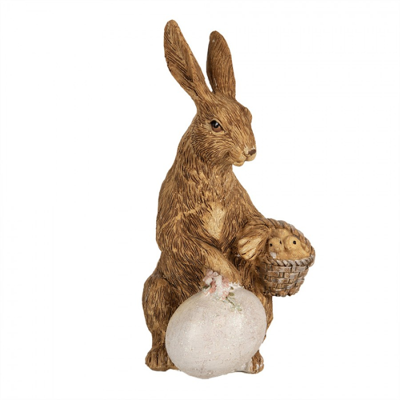Doplňky a dekorace - Hnědá polyresinová figurka králík – 14 cm