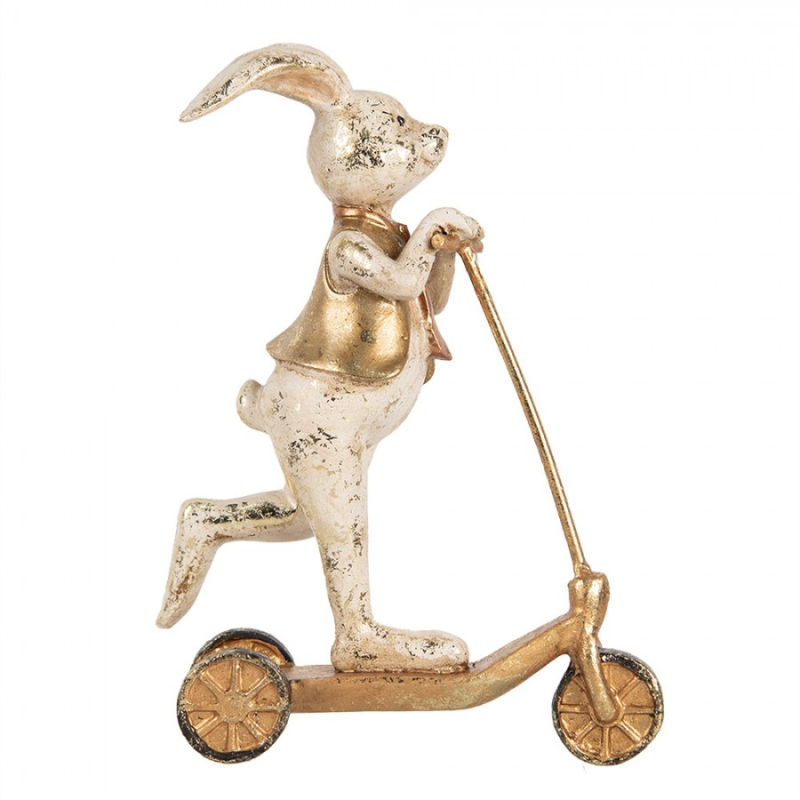 Doplňky a dekorace - Bílá plastová dekorativní figurka králík – 13x6x17 cm