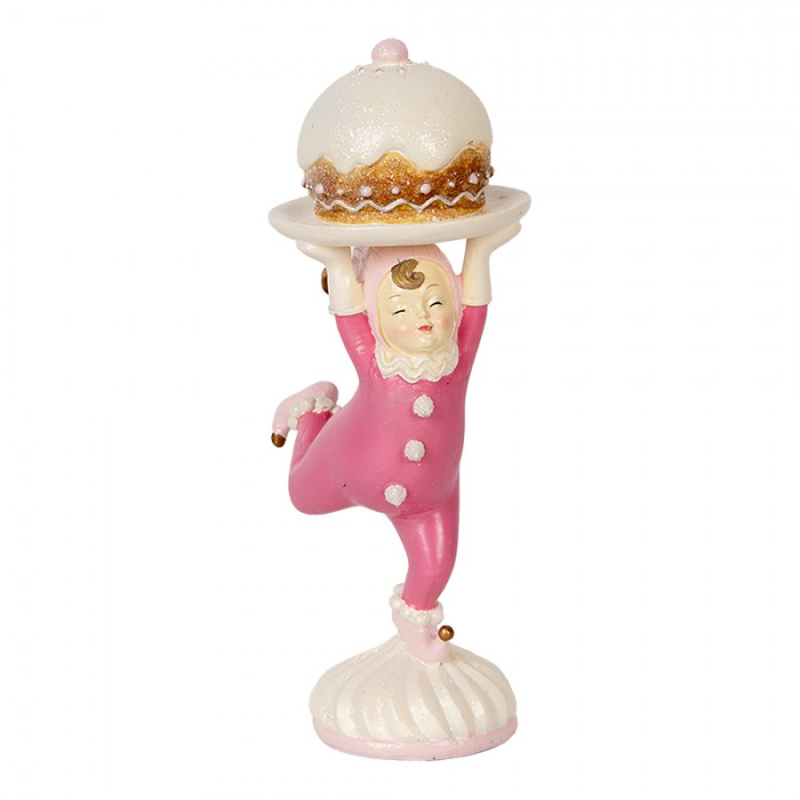 Doplňky a dekorace - Růžová plastová dekorativní figurka skřítek – 12x8x21 cm