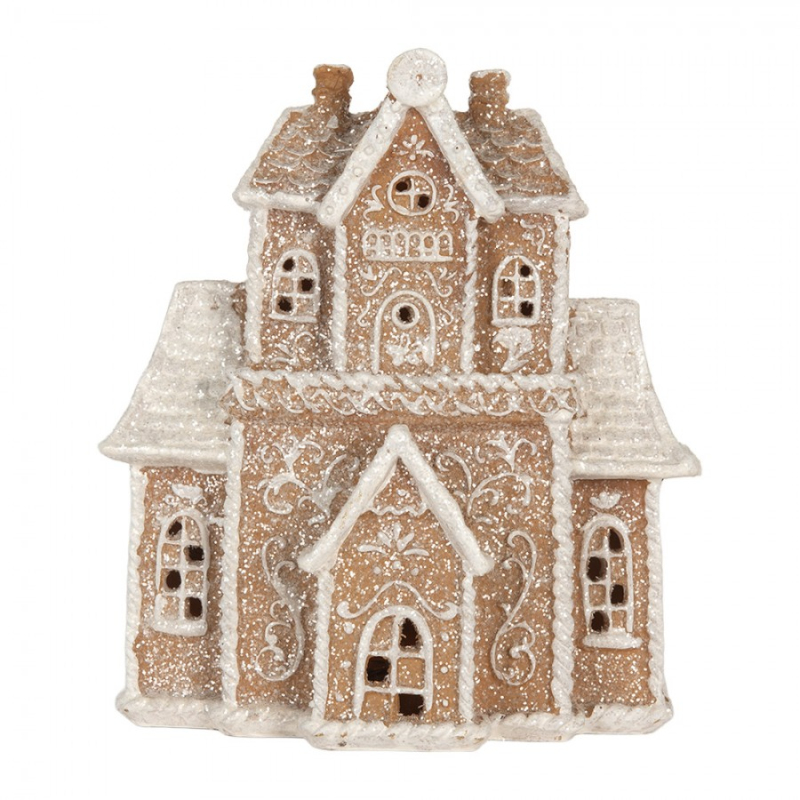 Doplňky a dekorace - Hnědá plastová perníková chaloupka s LED světlem – 18x9x20 cm