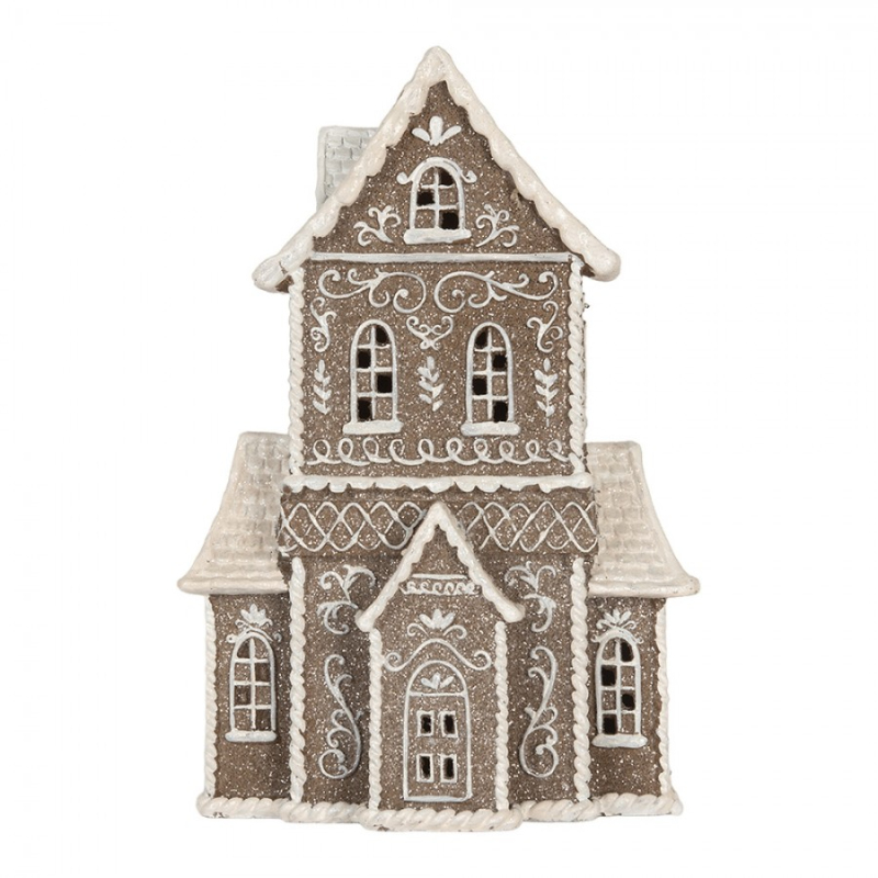 Doplňky a dekorace - Hnědá plastová perníková chaloupka s LED světlem – 23x11x33 cm