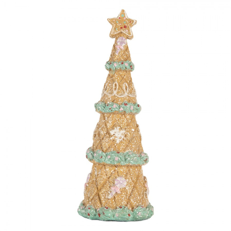 Doplňky a dekorace - Hnědá plastová vánoční dekorace stromeček – 9x25 cm