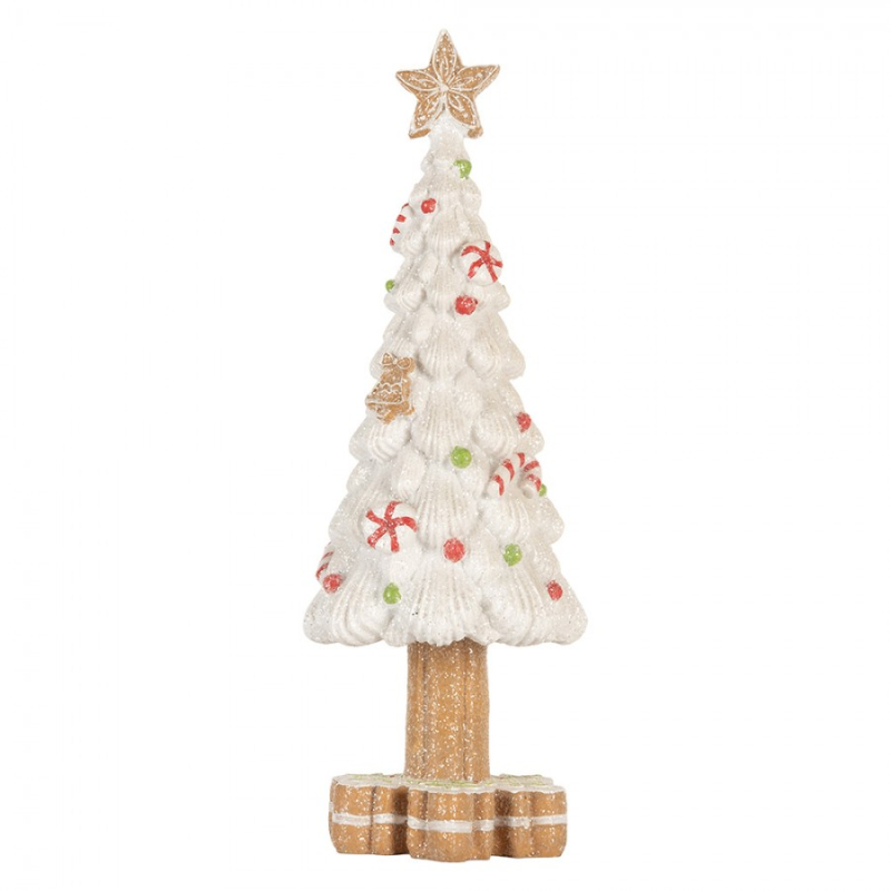 Doplňky a dekorace - Bílá plastová vánoční dekorace stromeček – 12x33 cm