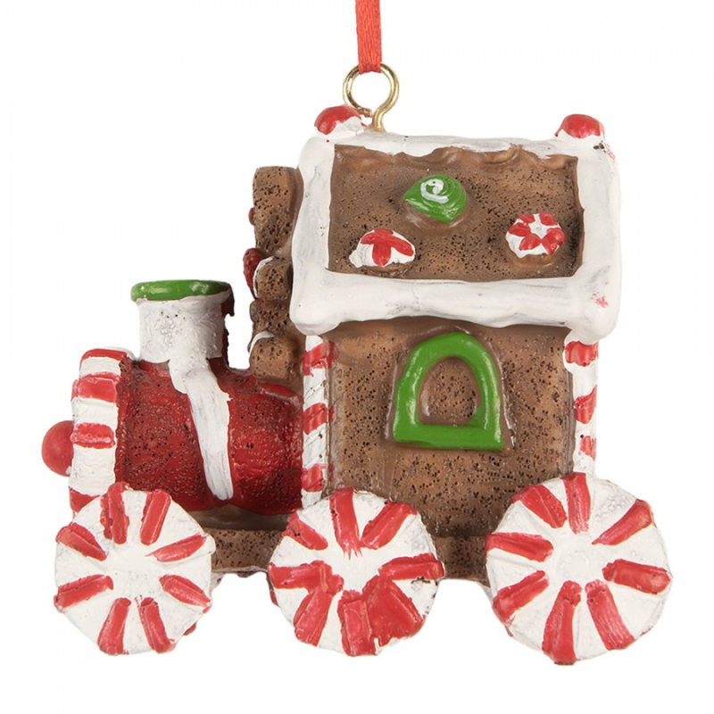 Doplňky a dekorace - Hnědá plastová vánoční ozdoba vláček – 9x5x9 cm
