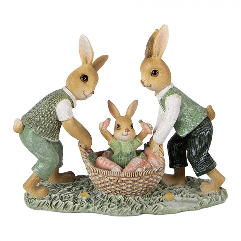 Doplňky a dekorace - Hnědá plastová dekorativní figurka králík – 17x7x14 cm