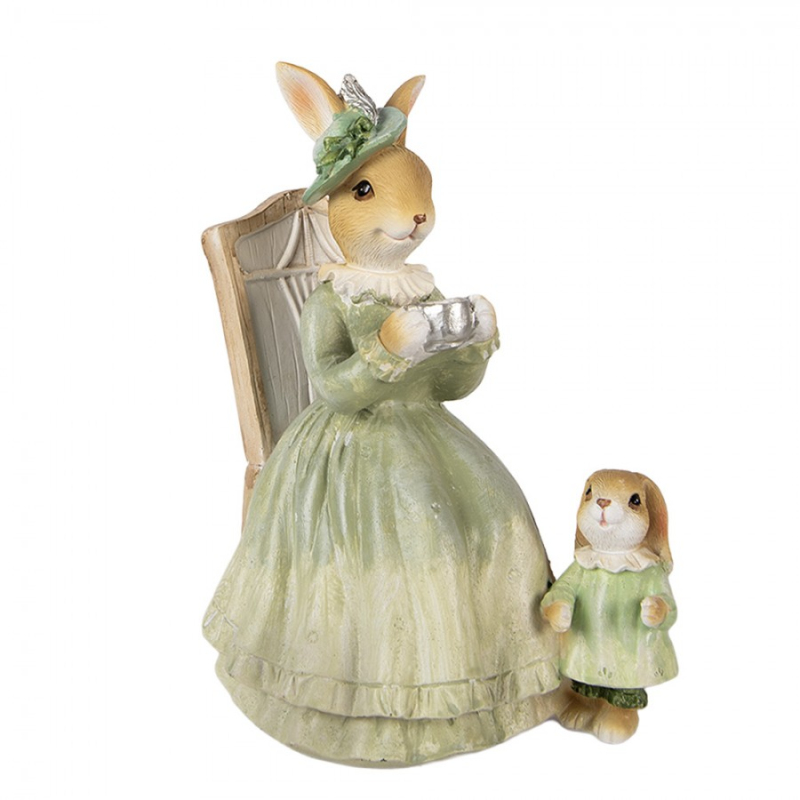 Doplňky a dekorace - Hnědá plastová dekorativní figurka králík – 14x10x18 cm