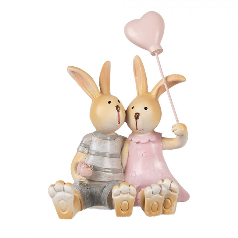 Doplňky a dekorace - Hnědá plastová dekorativní figurka králík – 8x6x10 cm