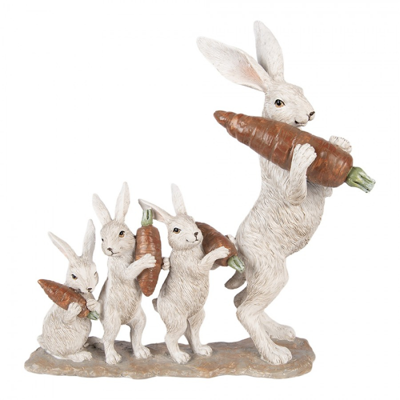 Doplňky a dekorace - Béžová plastová dekorativní figurka králík – 34x13x33 cm