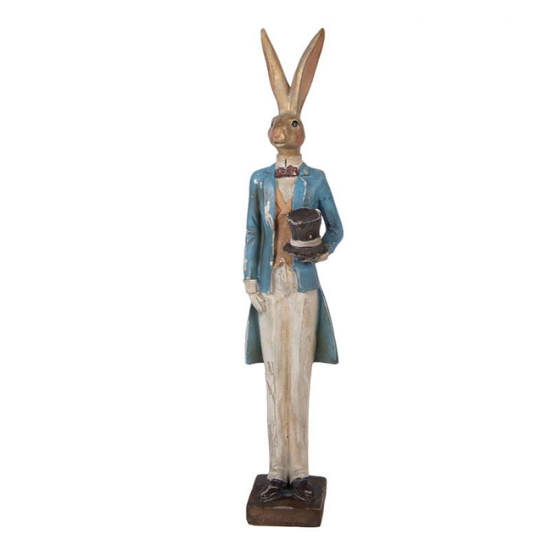 Doplňky a dekorace - Plastová dekorativní figurka králík zlatá – 7x6x32 cm