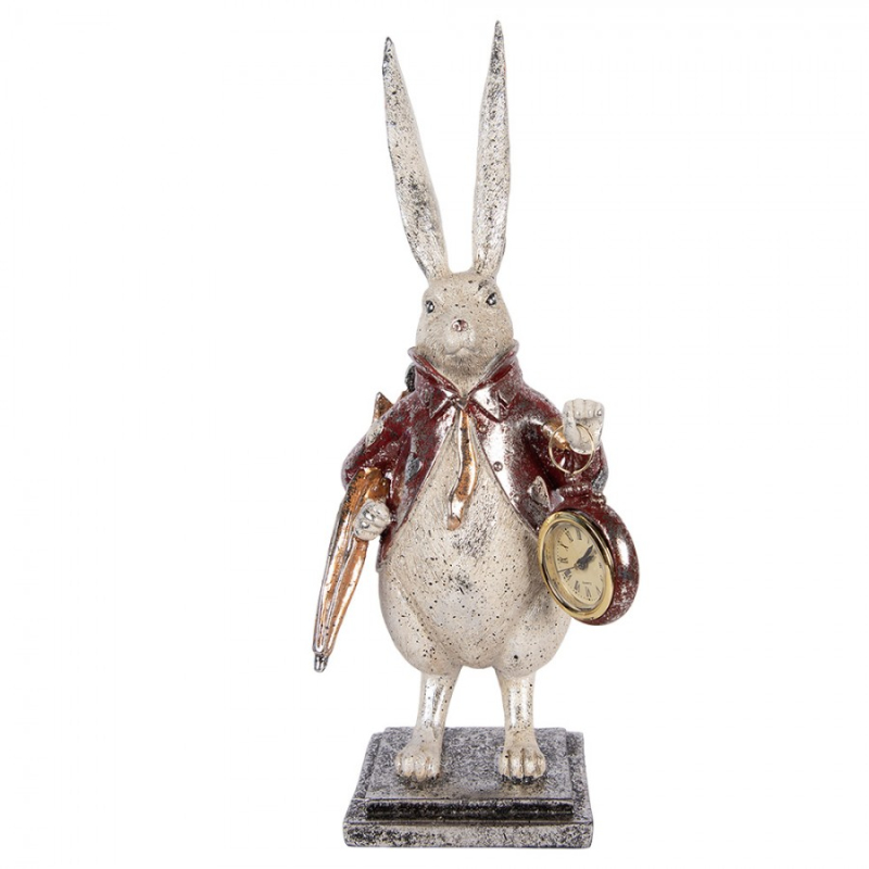 Doplňky a dekorace - Béžová plastová dekorativní figurka králík – 15x12x38 cm