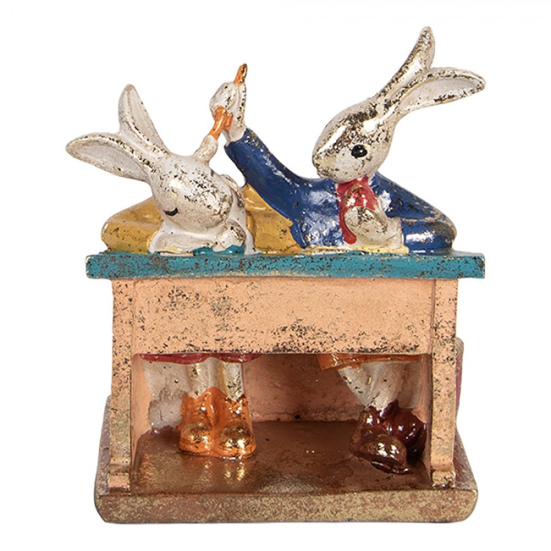 Doplňky a dekorace - Bílá plastová dekorativní figurka králík – 11x7x11 cm
