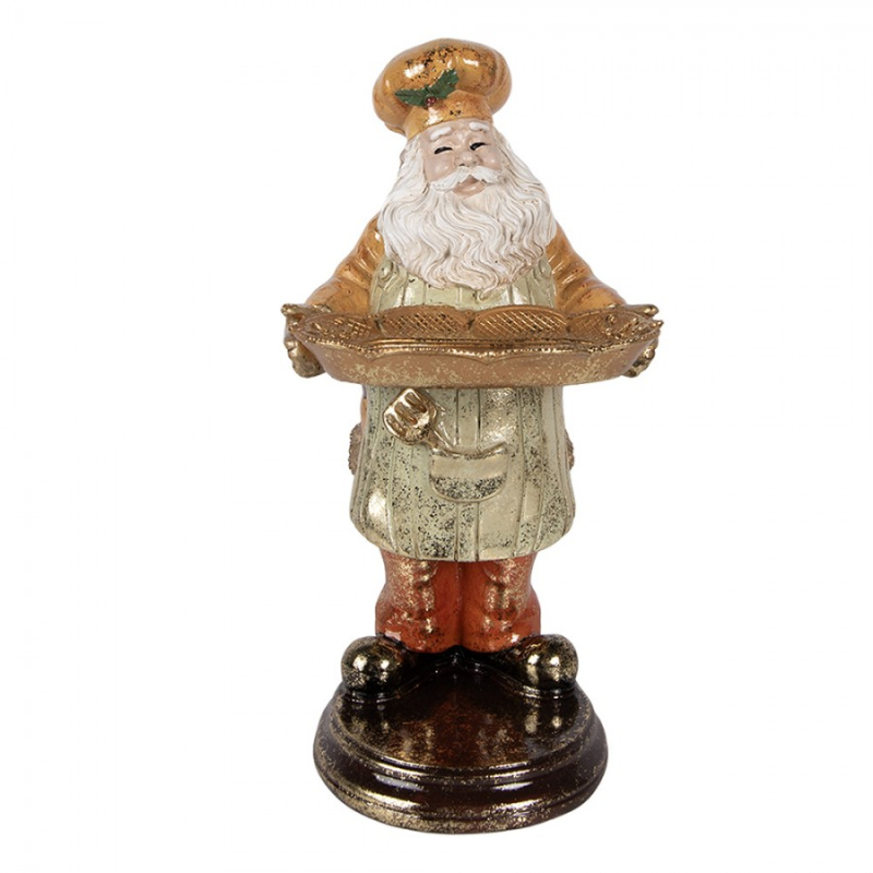 Doplňky a dekorace - Béžová plastová vánoční dekorace Santa Claus – 15x18x31 cm