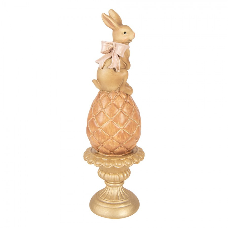 Doplňky a dekorace - Hnědá plastová dekorativní figurka králík – 8x27 cm