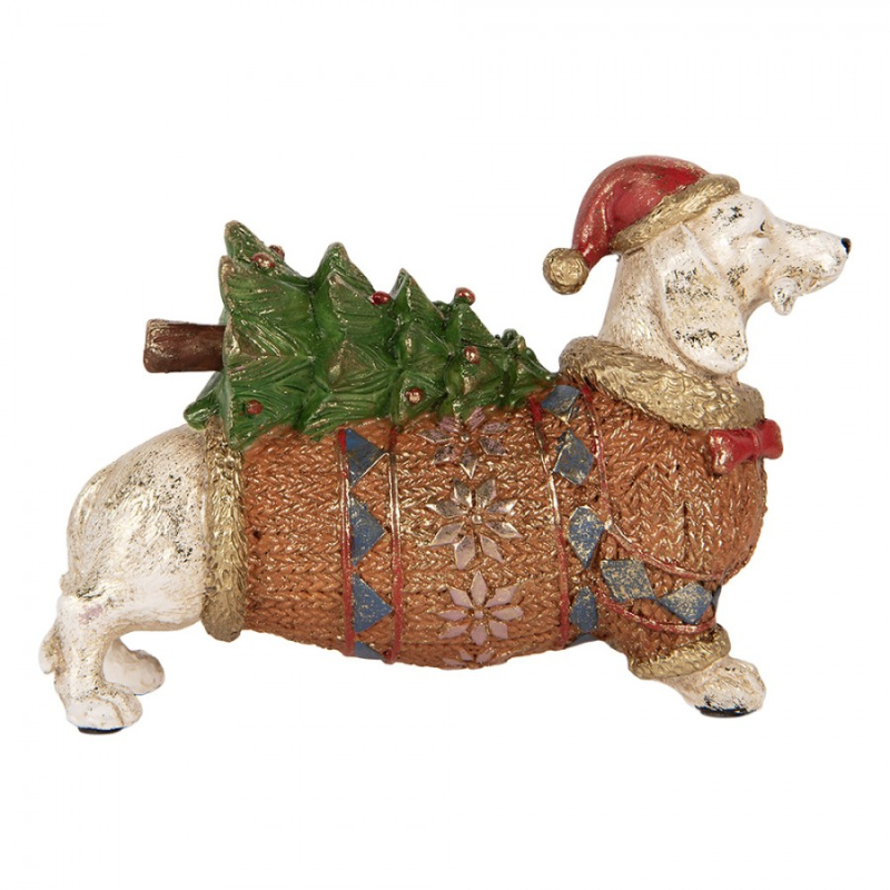 Doplňky a dekorace - Bílá plastová dekorativní figurka pes – 21x6x14 cm