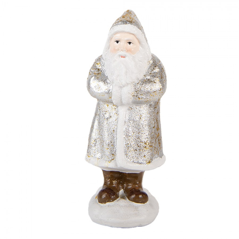 Doplňky a dekorace - Plastová vánoční dekorace Santa Claus stříbrná – 7x7x16 cm