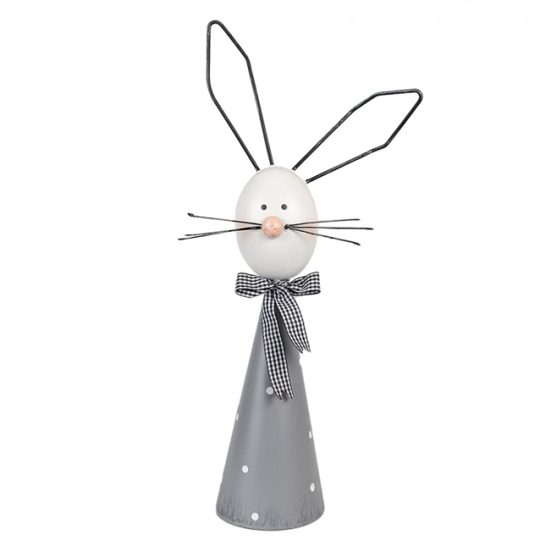Doplňky a dekorace - Šedá kovová dekorativní figurka králík – 48 cm