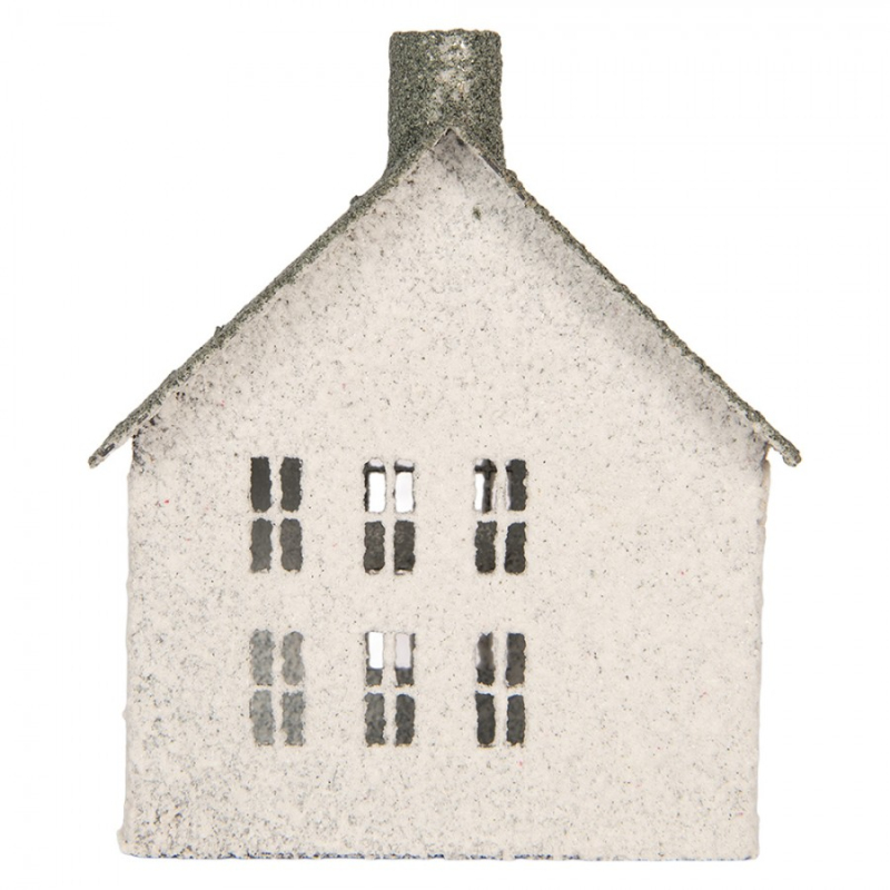 Doplňky a dekorace - Bílá kovová dekorativní figurka domeček – 12x7x15 cm